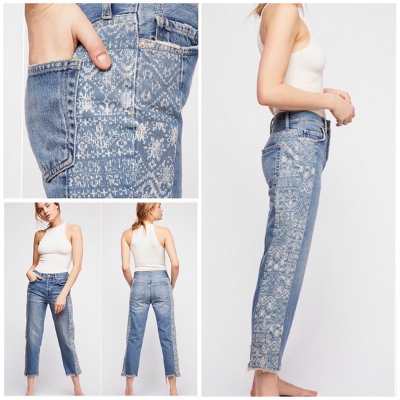 Free People Denim - New Free People Printed Button Fly Boyfriend Jeans #24